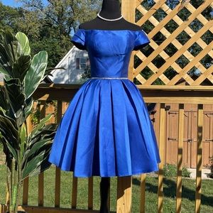 Anny Lee Formal Dress corset back worn 1x XS Royal Blue